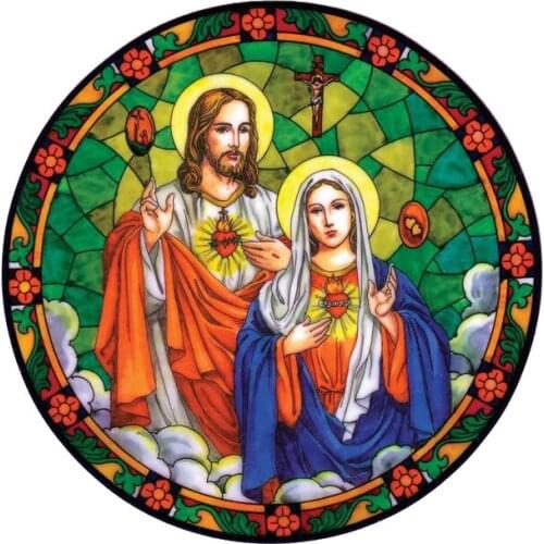 Hot Sell Creative SACRED HEARTS OF JESUS & MARY Car Sticker Window Superior Quality Vinyl Reflective Sunscreen Anti-UV PVC