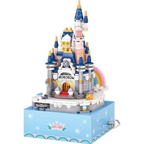 LOZ 1220 Mini Particle Music Box Fairytale Princess Castle Assembled Building Blocks Childrens Educational Toys For Children