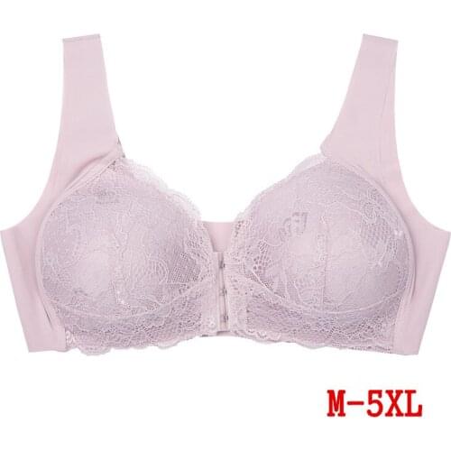 M-5XL Plus Size Womens Bras Lace Push Up Wireless BH Women Breathable Comfortable Underwear Front Closure soutien-gorge