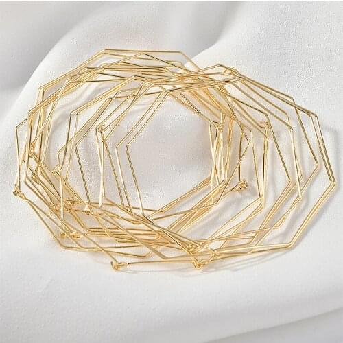 New arrived 40pcs/lot 57mm geometry Polygon shape copper floating locket charms diy jewelry earring accessory