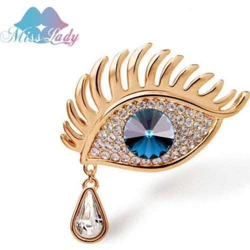 Miss Lady New 2017 Rose Gold color Zircon Crystal Luxury Tear Brooches Wholesales Fashion Jewelry For Women MLY5811