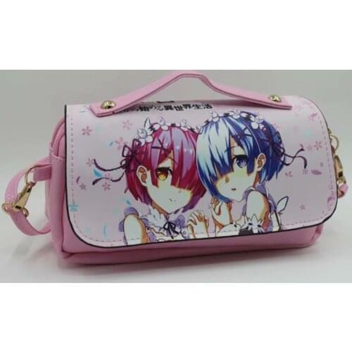 Cartoon Re:Life in a different world from zero Rem Ram PU mini Handbag Soft Shoulder Messenger bag for girl boy student Gift