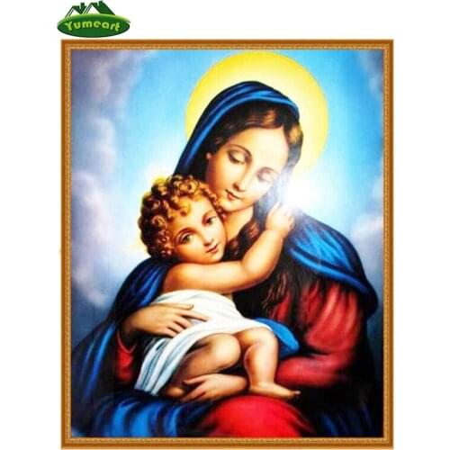 Faith Cross Stitch Kit DIY 5D Diamond Embroidery Diamond Mosaic Russia Human Virgin and Child Rhinestones Diamond Painting