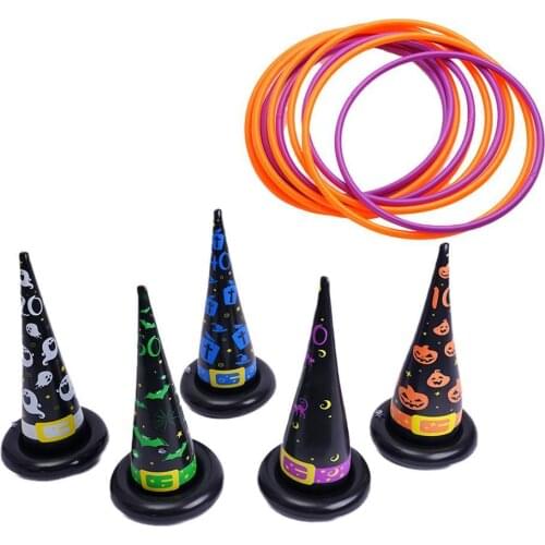Inflatable Witch Hat Ring Game Set Halloween Decoration Party Game Holiday Toys For Kid Christmas Halloween Prop