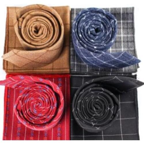 Newest Men Ties Cotton Plaid Arrow Pocket Towel Business Noeud Papillon Homme Casual Wedding Party Fashion Tie