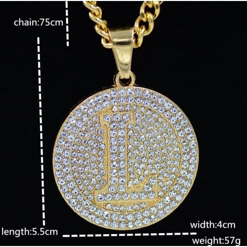 Cross Border New Hiphop Full Round Letter L Necklace Color Preserving Electroplating Hip Hop Accessories In European And