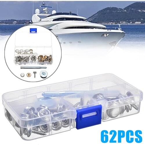 New Arrival 1Set 62pcs Metal Steel Boat Cover Canvas Snap Fastener Repair Kit SL Marine Hardware Accessories