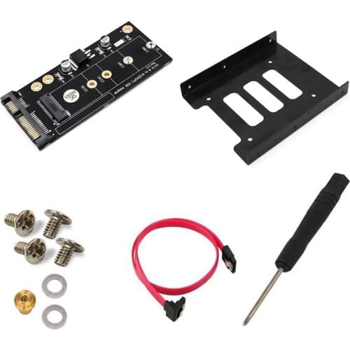 M2 to SATA Adapter M.2 NGFF SATA SSD Raiser Expansion Card for 2230 2242 2260 2280mm M.2 Solid State Disk with 3.5" Bracket Tray