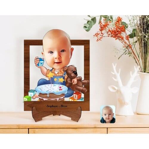 Personalized Baby Birthday Caricature Of Wooden STANDING 3D Biblo-1