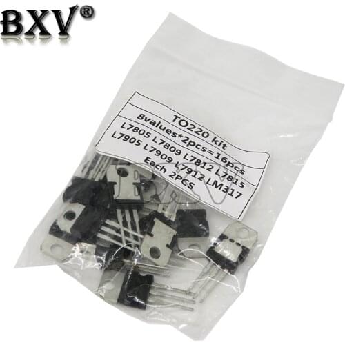 8Value*2PCS=16PCS 7805 7809 7812 7815 7905 7909 LM317 L7912 Igmopnrq LM317T TO-220 Transistor Assortment Kit Voltage Regulator