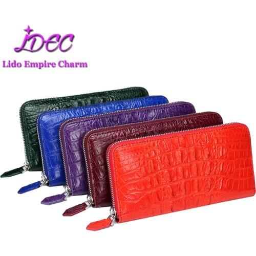Genuine crocodile skin High-end multi-card zip ladies wallet long style women purse