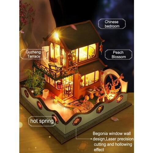 Christmas Gift LARGE SIZE Doll House Furniture Miniature Wooden Miniaturas Dollhouse Toys Children Birthday Gifts Chinese Style