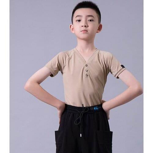 Latin Dance Shirt For Boys Short Sleeve Summer Practice Clothes Professional Latin Dance Tops Rumba Tango Samba Dancewear VO1387