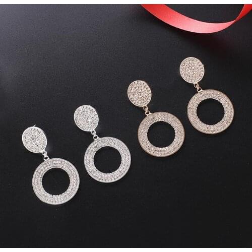 YFJEWE Full Rhinestone Big circle Drop Earring for Women Hyperbole round Dangle Earring Statement Fashion Jewelry gifts E673