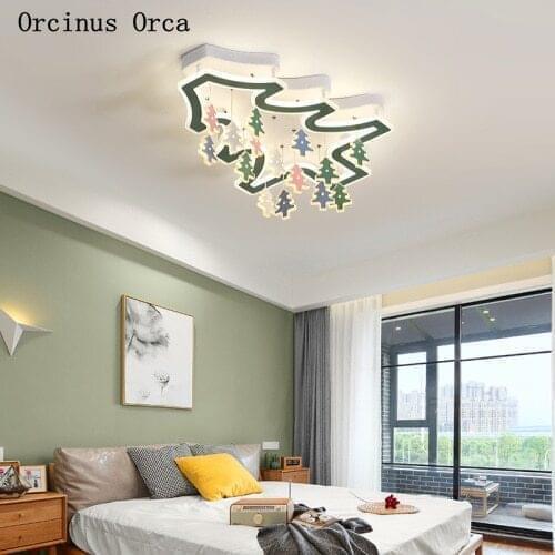 Nordic cartoon christmas tree ceiling lamp Boy Girl Bedroom childrens room lamp creative warm green tree LED ceiling lamp