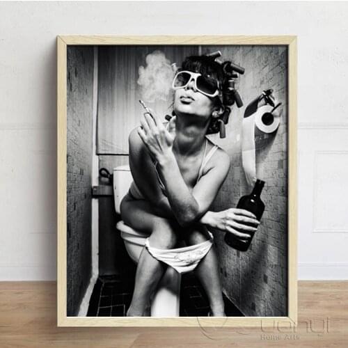 Nordic Modern Black White Sexy Charming Woman Beauty Canvas Painting Toilet Pub Bar Home Decoration Art Poster Wall Pictures