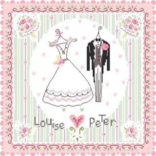 Wedding Dress Home Decor Wedding Gift Cross-stitch Cotton Print Kit 11CT14CT18CT Hand Embroidered Material Kit