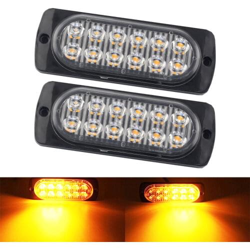 2pcs Led Strobe Warning Light Cheap Strobe Grille Flashing Lightbar Truck Car Beacon Lamp Amber Traffic Light 12V 24V Car Light