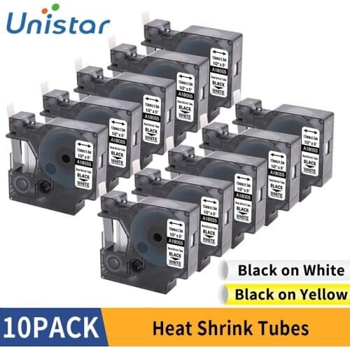 Unistar 10P 18051 18052 18054 18055 18056 18057 18058 18053 1805443 compatible for DYMO Industrial Heat Shrink Tubes Label Maker