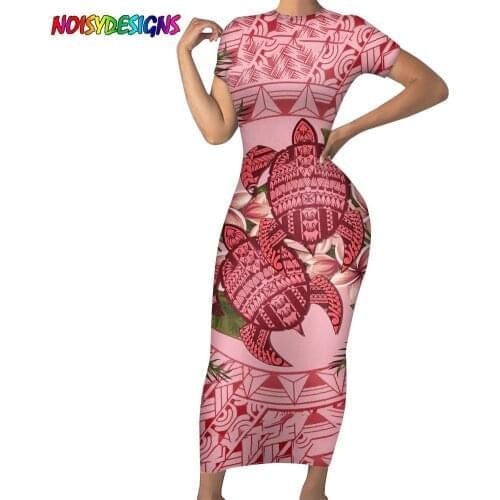 NOISYDESIGNS 2021 New Arrival Women Summer Dress Female Hawaii Turtle Polynesian Tribal Hibiscus Print Dress Girls Clothes