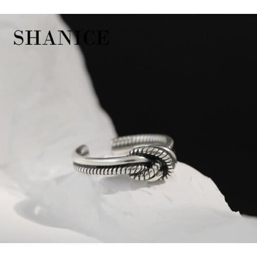 SHANICE 925 Sterling Silver Open Ring Thai Silver Knot Ring Adjustable Ings For Women Gifts Party Jewelry Anillos