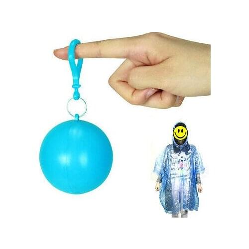 1 PC Portable Disposable Raincoat Ball Plastic Rainwear Travel Emergency Rain Poncho Disposable Keyring Ball