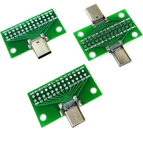 1PCS Type-C Male to Female USB 3.1 Test PCB Board Adapter Type C 24P 2.54mm Connector Socket For Data Line Wire Cable Transfer