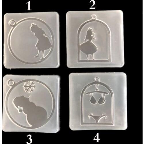 1Pcs UV Resin Jewelry Liquid Silicone Mold Silicone Bikini/princes/Snowman Charms Molds For DIY Decorate Making Jewelry Molds