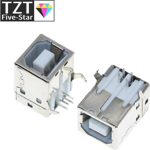 10Pcs Square USB socket usb B Type Female 90 degree PCB welding parent Connector For Printer Data