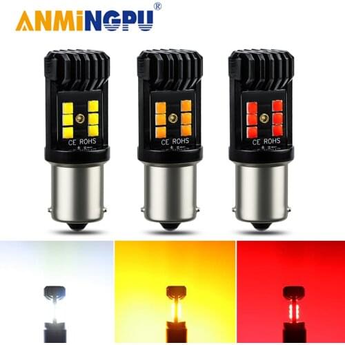 ANMINGPU 2x BA15S Led Bulb P21W BAU15S PY21W 1156 Led 1157 P21/5W Led BAY15D 3030SMD Signal Lamp Turn Signal Backup Light 12V