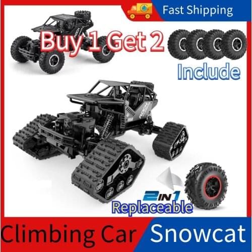 2 in 1 RC Car 4WD Off-road Climbing Snowcat Remote Control 2.4G Radio Crawler Car Track wheels Boys kids Toy 1:12 Gift