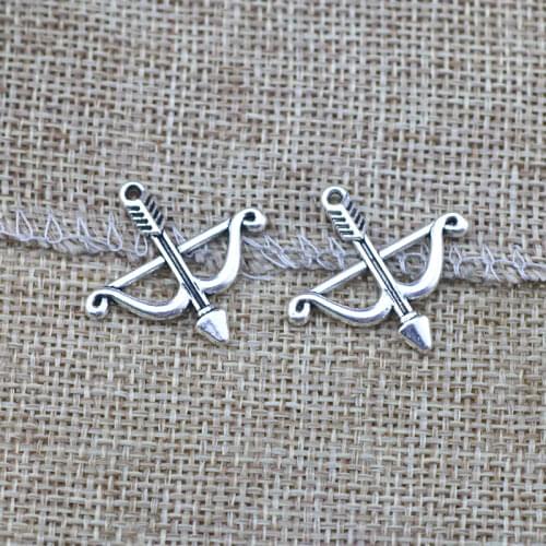 20 Pieces 25*25mm Mixed Alloy Antique Silver Color Arrow Charms Bracelet Pendant Accessory For DIY Jewelry Making
