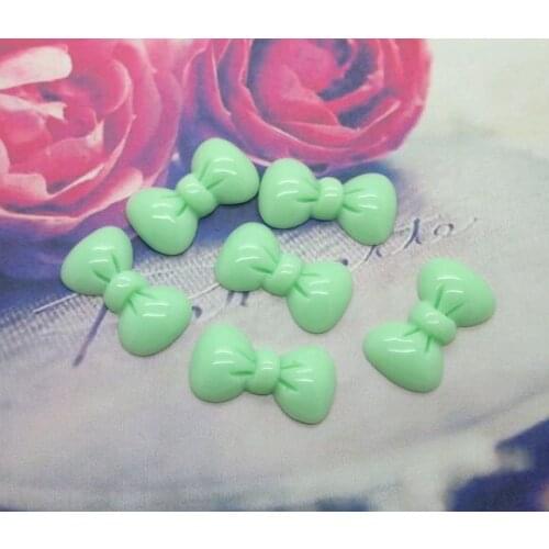 50Pcs Resin Green Bowknot Crafts Flatback Cabochon Scrapbooking Decorations Fit Hair Clips Embellishments Beads Diy
