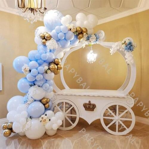 96Pcs Macaron Blue Latex Balloon Set Chrome Gold White Arch Garland Balloons Kit Wedding Birthday Party Globos Supplies