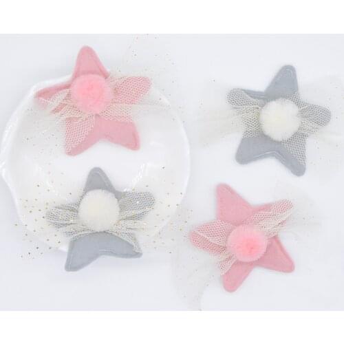 10Pcs Mesh Ball Stick-on Star Applique for DIY Babys Hair Clips Clothes Hats Socks Crafts Sewing Supplies Decor Accessories P65