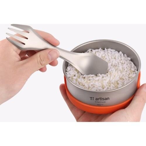 Tiartisan Pure Titanium Bowl Eco Friendly Soup Salad Titanium Rice Bowl Fruit Bowls Heat-insulating Bowl Set 400ML/450ML Ta8215