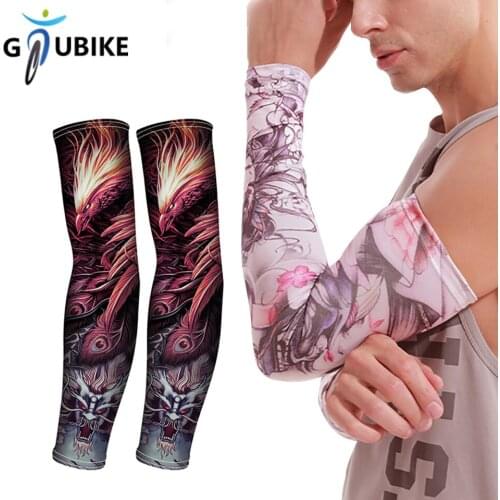 GTUBIKE Color Printed Ice Silk Armguard Wick Moisture Sunscreen Sleeves Arm Leeves Sun Protection Cycling Arm Protection
