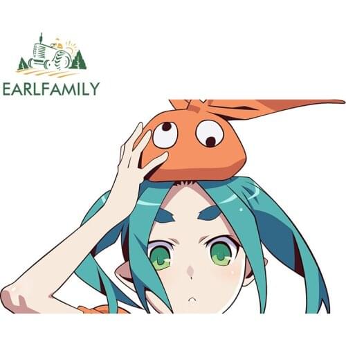EARLFAMILY 13cm x 7.9cm for Tsukimonogatari Yotsugi Vinyl Car Stickers Anime Waterproof DIY Personality Snowboard Decal