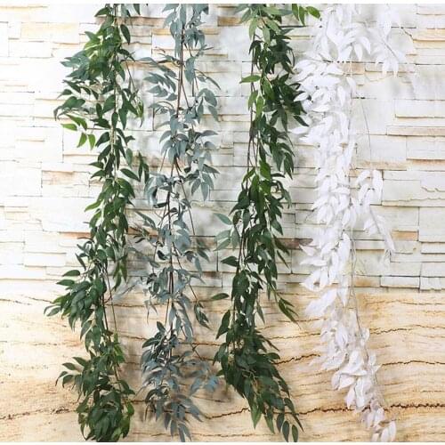 5pcs 1.6M Length White/Green/Grey Artificial Silk Willow Vine Ivy With Iron For Wedding Party Home Office Decoration
