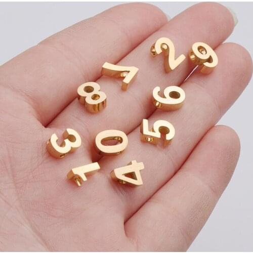 Jiensp Stainless Steel Arabic Numerals Charms Number 0~9 Pendant for Necklace Bracelet DIY Jewelry Making Finding Accessories