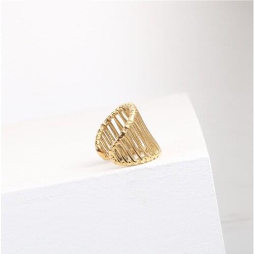Stainless Steel Punk Gold Cross Knitting Ring Female Geometry Design Personality Gift For Women Pleated Accessories Jewellery