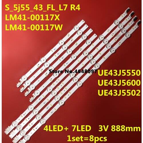 Kit 8 PCS LED Backlight strip for Samsung UE43J5550 UE43J5600 ue43j5502 S_5j55_43_FL_L7 R4 LM41-00117X LM41-00117W BN96-36336A