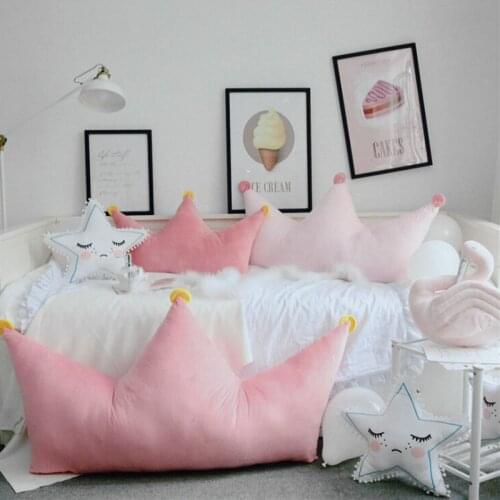 Ins 90CM/100CM Crown Pillow Stuffed Plush Cushion Crown Plush Toys Kids Toy Children Bedroom Big Cushion Birthday Gift Kids Doll