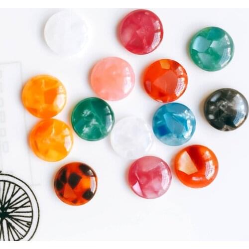 Round Resin Cameo Cabochons Mixed Color Flat Back Cabochon Setting Supplies for Jewelry Finding