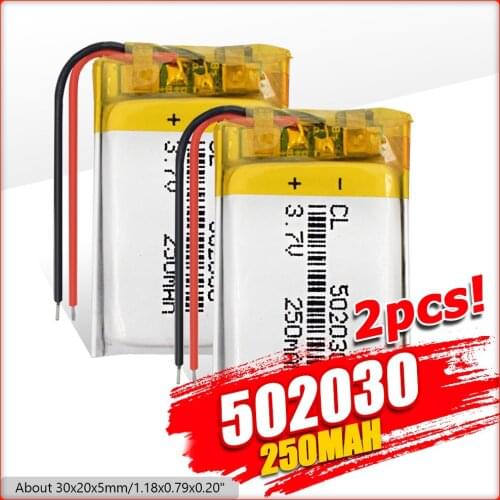 Size 502030 3.7v 250mAh li-ion Lipo cells Lithium Li-Po Polymer Rechargeable Battery For MP3 MP4 speaker Tachograph Car DVR