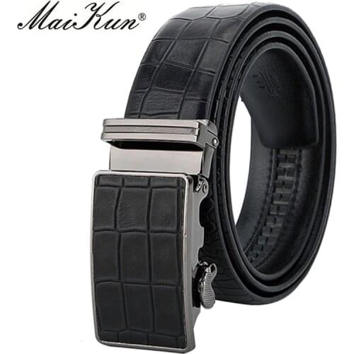 MaiKun Mens Automatic Belts for Men Leather Belt for Business Casual Crocodile Pattern belt