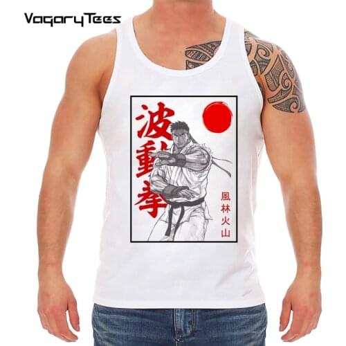 Japan Style Attacks Tank-top Men Women Teenage Fighter Ryu Ken Hadoken O-Neck Youth Top vest Games Videogame