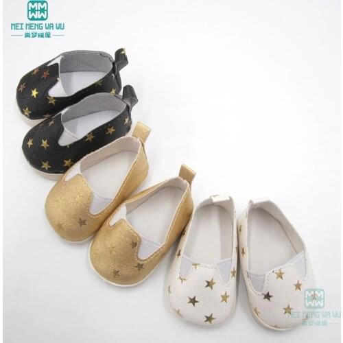 Fashionable white sneakers baby shoes for doll fit 43 cm new born dolls Accessories