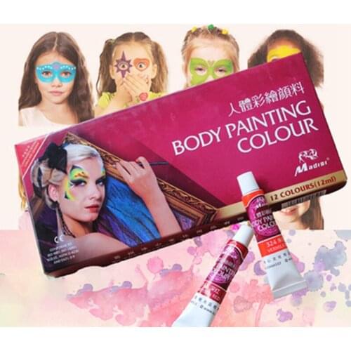 Madisi Body Painting Pigment Set 12 Colors 12ML Drama Oil Color Cream Painting Children Halloween Face Ball Game Makeup Figment