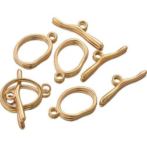 4 Sets Gold Stainless Steel Toggle Oval Clasps Connectors for Bracelet Necklace Chunky OT Clasp DIY Jewelry Making Supplies